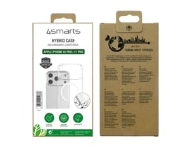Emballagen til 4smarts Hybrid Case Ibiza viser det gennemsigtige cover til Apple iPhone 18 Pro og 17 Pro.