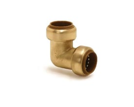 VSH Tectite 90 graders bøjning til 22 mm kobberrør, muffe/muffe samling i messing med indvendige tænder.