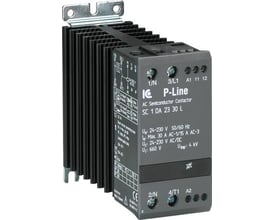 Elektronisk relæ SC 1 DA 23 30 L med 3-faset belastning op til 30A (AC1) og integreret køleplade.