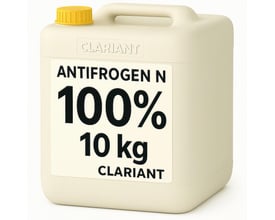 Antifrogen N glykol, 100 % koncentreret, i en lys dunk med gult låg og tydelig 10 kg-etiket.