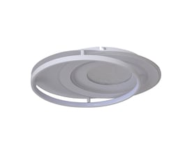 V-TAC dekorativ loftlampe VT-7747 i hvid, med et unikt snoet design af metal og akryl, måler 500x420x70 mm.