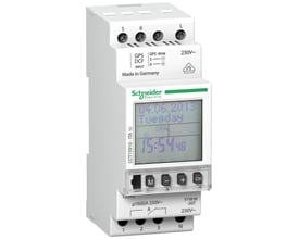 Schneider Electric digitalt kontaktur ITA med 1 kanal, vist forfra med tydeligt display og betjeningsknapper.