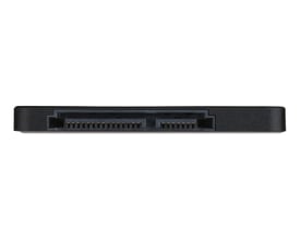 Verbatim Vi550 S3 2.5" SSD i sort, set bagfra, viser SATA-tilslutningsportene tydeligt på en neutral baggrund.