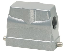 Procon stikhus B16 i pulverlakeret aluminium med side for M25 forskruning. Huset er 65 mm højt og har en grå, tekstureret overflade.