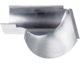 Plastmo 12" udvendig 45° gering i zinkmateriale med glat overflade på neutral baggrund.