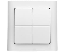 Lauritz Knudsen DALI-2 tryk med 4 taster i hvid, designet til LK Fuga rammer og passer til dåseinstallationer.