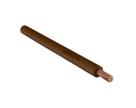 Ledning H07Z-K HF 90° med 1x25 mm² tværsnit og brun isolering, viser kobberleder.