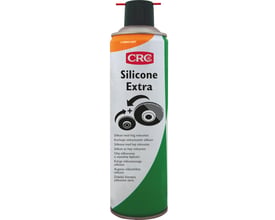 CRC Silicone Extra glidemiddel aerosol dåse på 500 ml med grøn og orange design og detaljeret tekst.