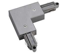 SLV grå hjørne samlestykke i polycarbonat til 1-faset påbygningsskinne med jordforbindelse.