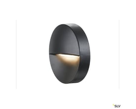 SLV DOWNUNDER OUT round WL LED væglampe i antracit aluminium, vist tæt på med lysende sprække.
