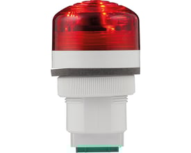 Sirena P40 A LED advarselslampe med rød LED-lys og multifunktion til 240V, viser monteringsdetaljer.