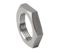 Kontramøtrik i rustfrit stål AISI 316 med 3/4" gevind, nøglevidde 37mm og DN 20.