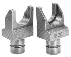 To Rems presshoveder LR 20 af hærdet specialstål til 20mm rør og Ax-Press 30, vist på hvid baggrund.