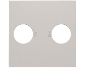 Niko afdækning til TV/FM udtag i grå, med tydelige mærkninger for TV og FM for nem identifikation.