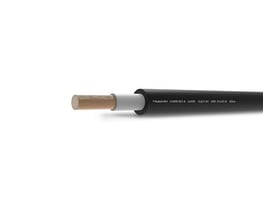 Sort installationskabel 1x500 RZ1-K flex 500M med en synlig kobberleder og hvid isolering, mærket med B2CA-klassificering.