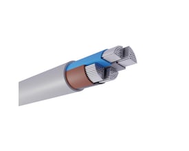 Aluminiumskablet HF-AL-S 4x240 mm² ses med gråt yderlag og fire synlige, flertrådede ledere i et tværsnit.