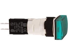 Schneider Electric Harmony Style 6 signallampe med grønt, rektangulært hoved og tydelig mærkning på bagsiden.