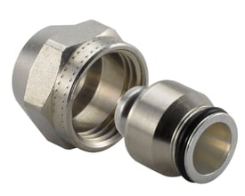 Uponor Uni-X koblingssæt MLC, 20-3/4"FT Euro, viser samlingen af messingkobling og fittings.