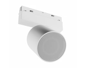 SpectrumLED 10 W Bluetooth-højttaler til Shift-system i hvid, vist skråt forfra med rund højttalerfront.