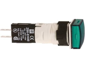 Schneider Electric Harmony Style 6 XB6CV3BB grøn signallampe trykknap med LED, Ø16 mm, vist fra siden med tydelig mærkning.