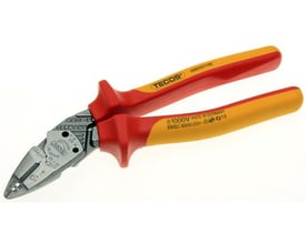 Multikombitang fra Wareco, LAUS EVO model, 180 mm lang med røde og gule ergonomiske håndtag og poleret stålhoved.