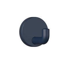 HEWI vægkrog fra serie 477 i mat aquablå med rund roset og buet, cylindrisk krog.