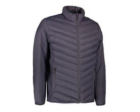 ID Identity vatteret stretch jakke i silver grey, størrelse 2XL, med synlige diagonale kanaler og sidelommer med lynlås.