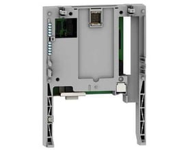 Schneider Electric Profibus DP kommunikationskort til ATV71 frekvensomformere, vist fra bagsiden med printplader og monteringsbeslag.