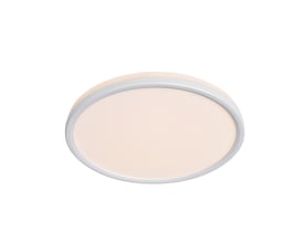 Nordlux Liva Smart Light loftlampe i hvid plast med grå kant, 2100lm og Bluetooth-styring. Lampen er rund og elegant.