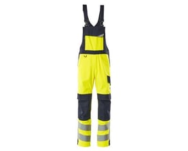 Mascot HI-VIS overall i gul og mørk marine, med reflekser og mange praktiske lommer.