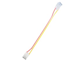 Samler med ledning til 10mm CCT COB LED strip, IP20, 5V-24V, med røde og gule ledninger og klare stik.