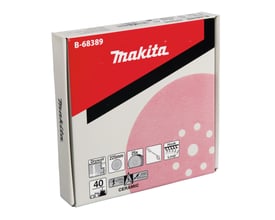 Makita slibepapir B-68389 til girafsliber, 25 stk. Ø225 mm, korn 40, Ceramic med hook and loop bagside.
