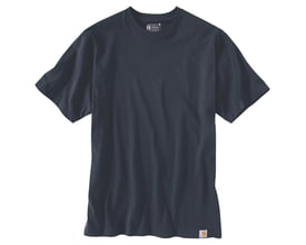 Carhartt Dearborn t-shirt i navy med afslappet pasform, korte ærmer, rund hals og lille logo ved kanten.
