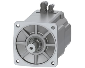 Siemens SIMOTICS S-1FK2 CT servomotor med en M0 på 30 Nm og en grå metalfinish, vist forfra med aksel og monteringsflange.