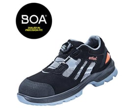 Atlas sikkerhedssko Flash 3200 BOA ESD i sort mesh med Boa lukkesystem og grå sål.