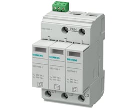 Siemens overspændingsafleder type 2 (5SD7463-1), 3-polet med PEN-terminal og grøn koblingsboks til ledningsføring.