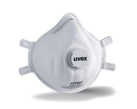 Uvex classic 2310 FFP3-filtermaske i hvid med ventil foran og fire justerbare remme.
