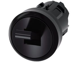 Siemens Sirius Act 22mm rund vippekontakt i sort plastik med 2 låsende kontaktpositioner og IP65 beskyttelse.