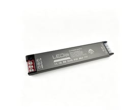 LEDlife strømforsyning på 350 W og 24 V DC med lang, slank grå enhed og tilslutningsklemmer i enderne.
