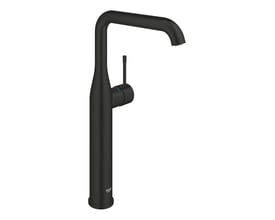 Grohe etgrebsbatteri med en 179mm tud i mat sort finish, vist med en enkelt grebsbetjening på hvid baggrund.