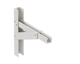 Wibe Mita HD vægkonsol 300 mm PC1 i hvid metal, der viser dens robuste og justerbare konstruktion mod en hvid baggrund.