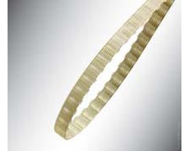 Optibelt Alpha Torque tandrem på 340 mm med 16 AT5 profil og stålcordforstærkning, der viser tandmønsteret.