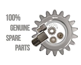 Illustration af Norbar forbindelsesfirkant til EBT 1350 i 3/4'' blandt reservedele med teksten »100% genuine spare parts«.