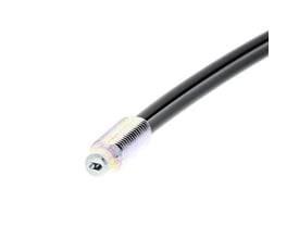 Omron E32-DC500 fiberoptisk sensorhoved med 5 meter kabel, viser M6 gevind og R25 fiberåbning.