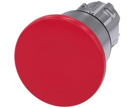 Siemens SIRIUS ACT paddetrykknap i skinnende rød med en 40mm diameter, lavet af metal med låsende funktion.