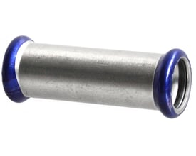 Unico skydemuffe i rustfrit stål til 76,1 mm presrør, med blå EPDM o-ring og tydelig press-indikator.