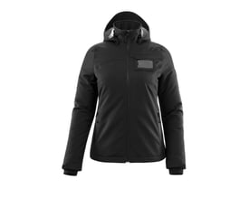 Bagfra af sort Mascot vinterjakke D, med synlige CORDURA®-forstærkninger på ærmerne og reflekseffekter.