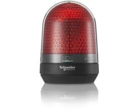 Schneider Electric XVR3 signallampe, rød LED, Ø100 mm, 100-230 VAC, IP65-klassificeret og stødsikker.