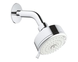 Grohe New Tempesta Cosmopolitan 100 III hovedbrusersæt i krom, vist fra siden med fokus på hovedets design og brusearm.