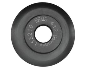 Detaljeret billede af Rems skærehjul 113210 4.12 med præget logo og produktionssted Tyskland.